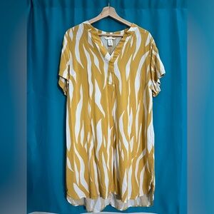 White and Yellow Shift Dress